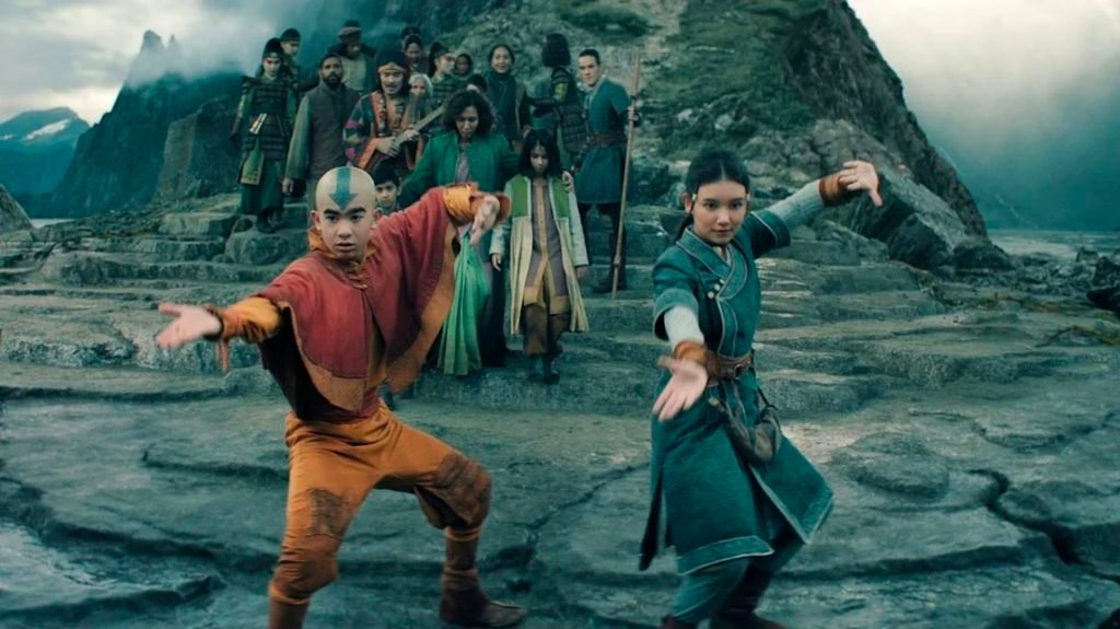 Aang and Katara in a scene from Avatar: The Last Airbender Season 2, Episode 1.